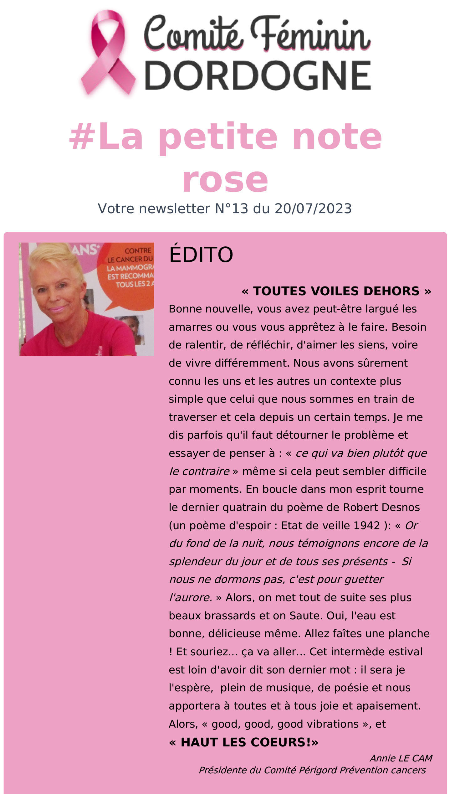 Votre newsletter de l