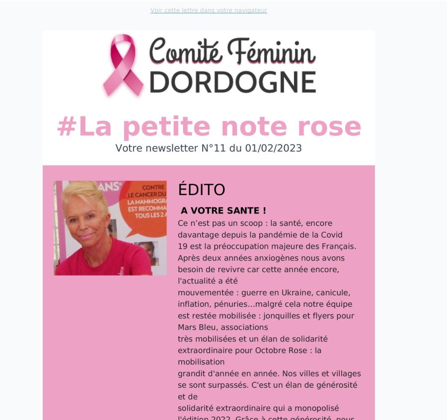 {Comité Féminin Dordogne Cancer} {Prévention et dépistage Cancer Dordogne}