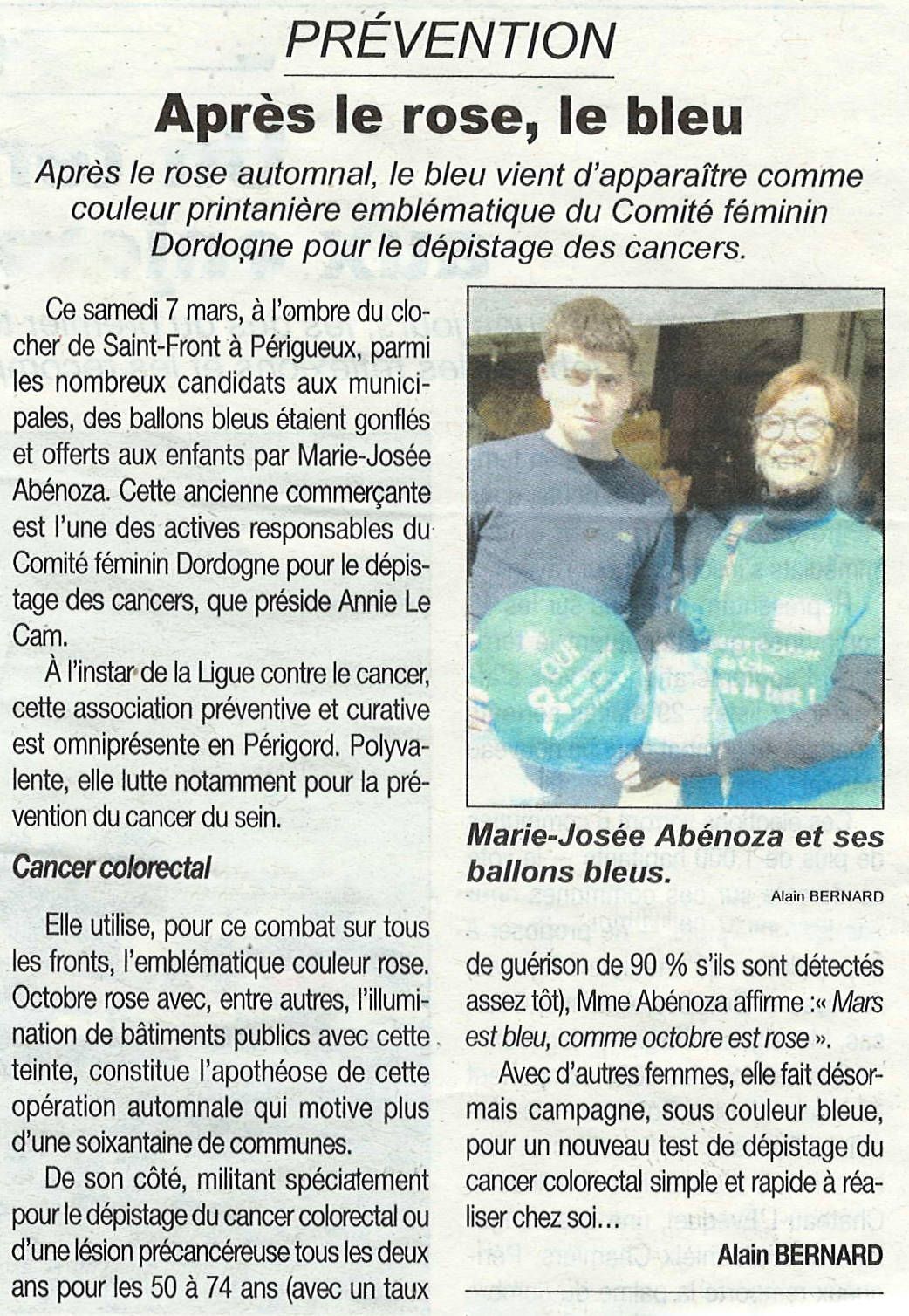 {Comité Féminin Dordogne Cancer} {Prévention et dépistage Cancer Dordogne}