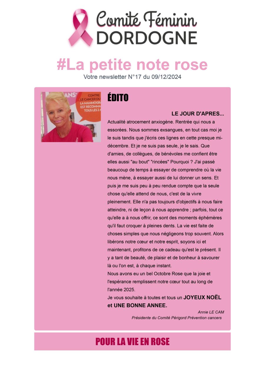 {Comité Féminin Dordogne Cancer} {Prévention et dépistage Cancer Dordogne}